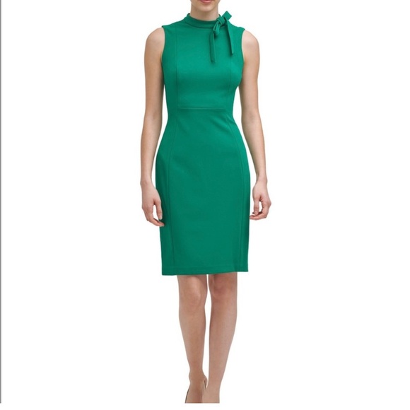 Calvin Klein Dresses & Skirts - 💚 NWT! Green CALVIN KLEIN Tie Neck Sleeveless Dress - Size 6